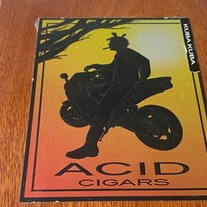 ACID Cigars Kuba Kuba Sticker - Sunset Gradient Motorcycle Silhouette 7x7x4 box
